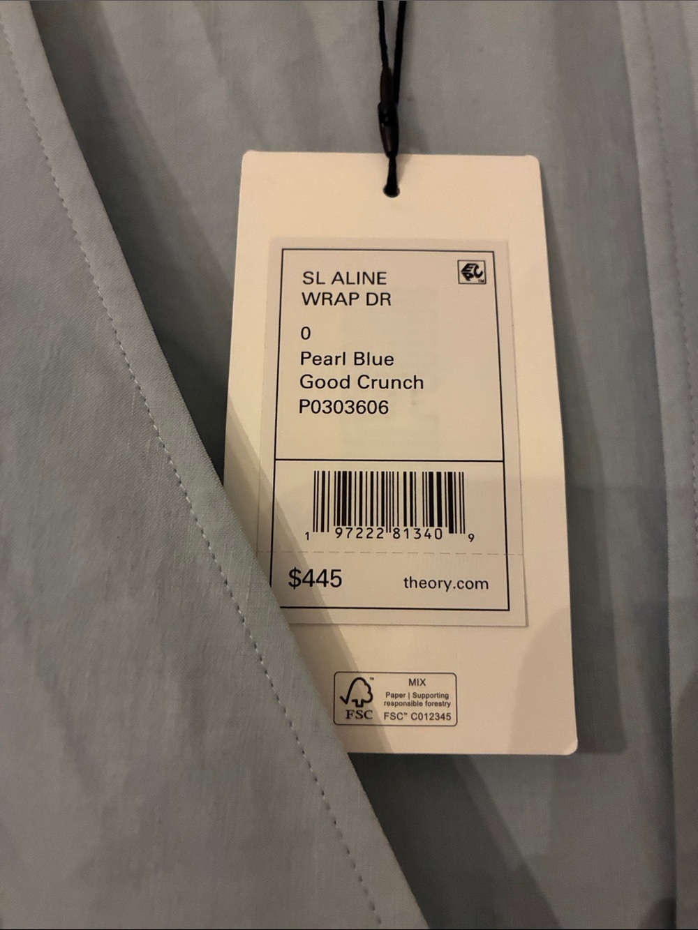 Theory Pearl Blue Midi Wrap Dress